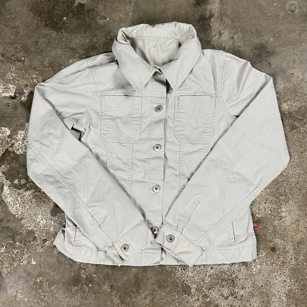 Dickies Canvas Jacket Women's Size M(8/10) Beige Khaki Button Down Work Wear
